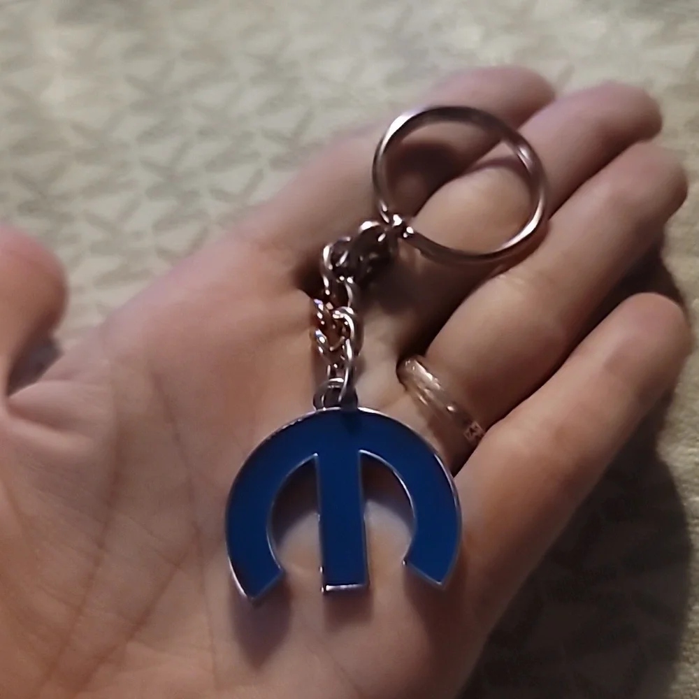 Mopar Blue Logo Keychain, Automotive Fan Accessory